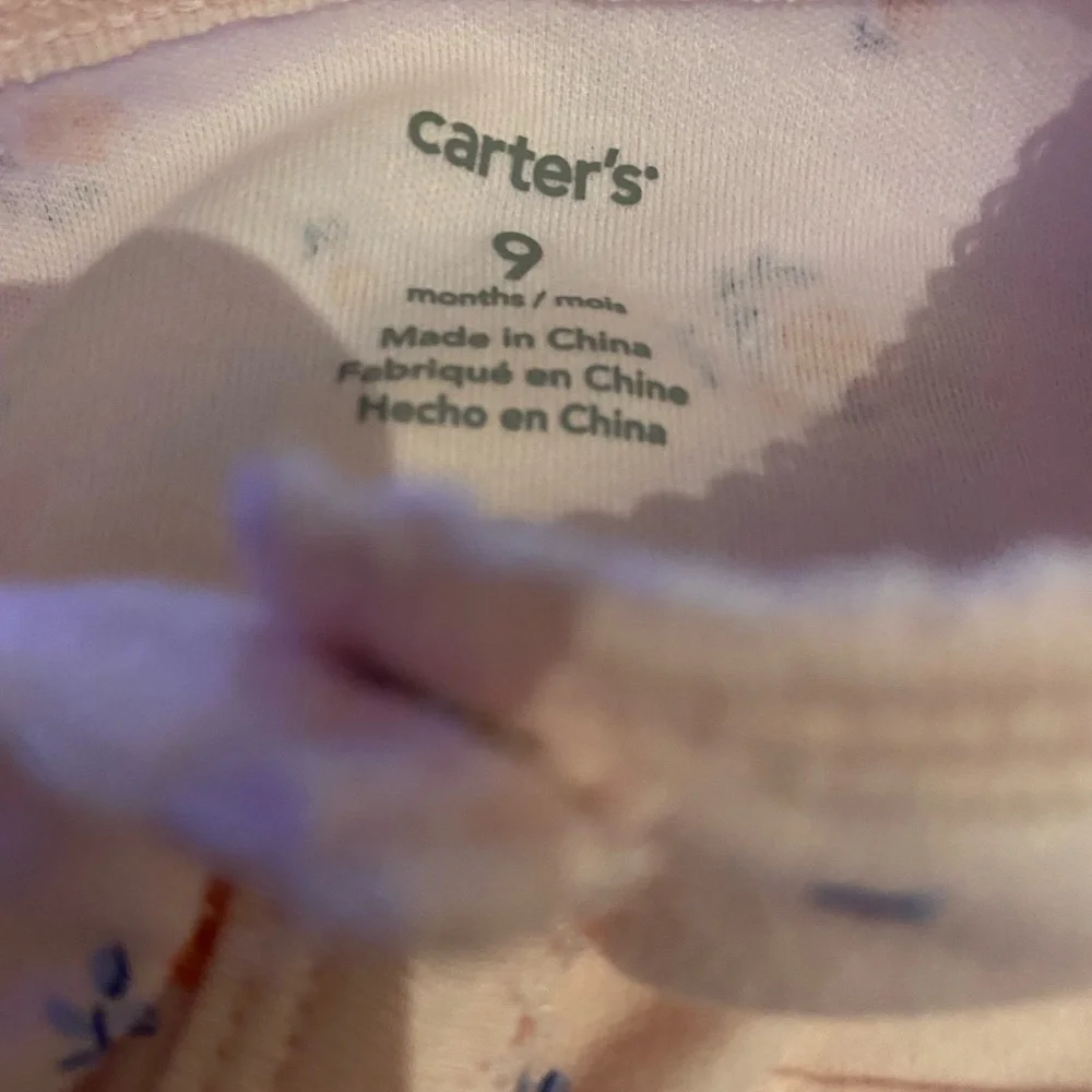 Carter’s Pink Floral Footie Pajamas 9 Months New With Tag